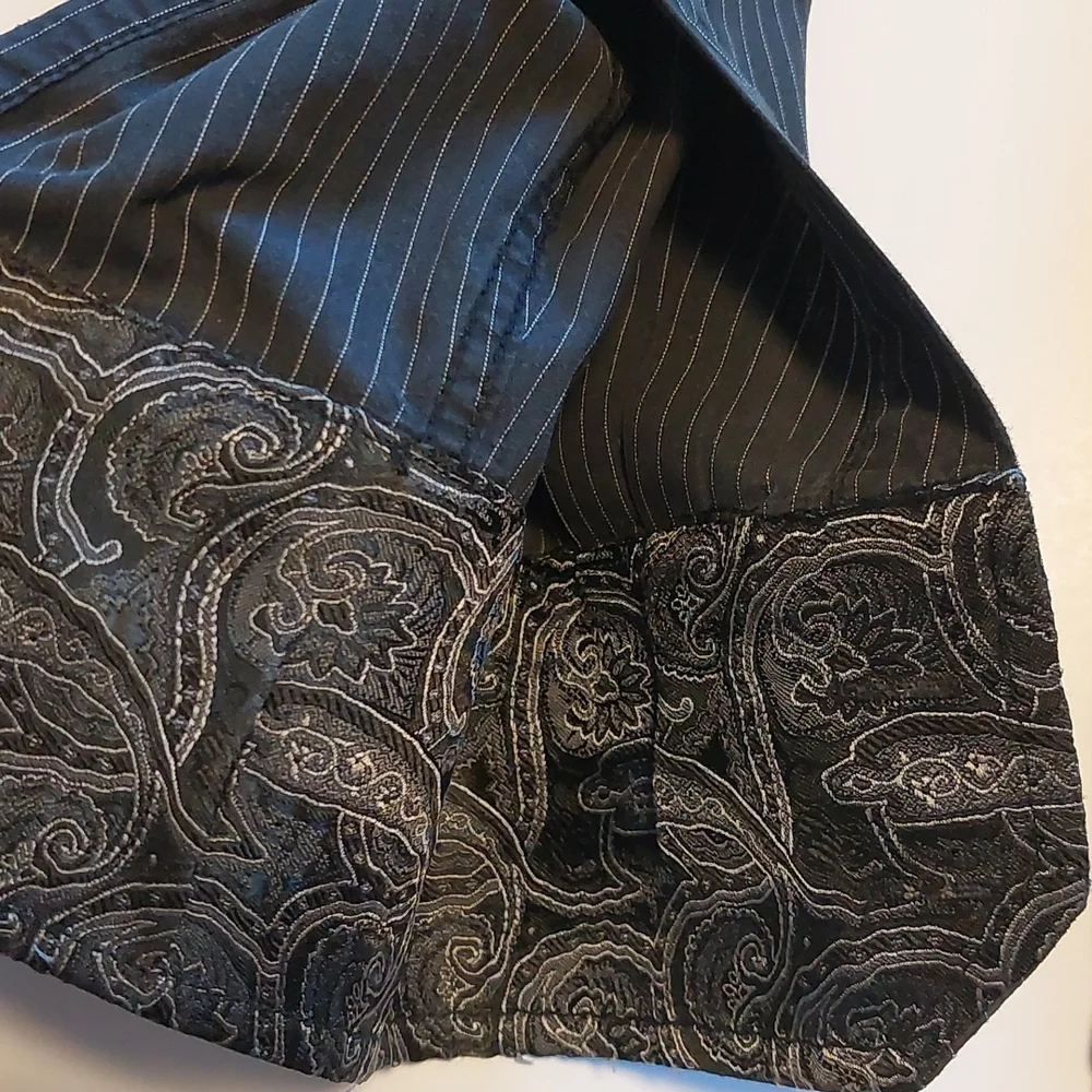 Mens English Laundry dress shirt in black with white pinstripe, size XL - Picture 9 of 9